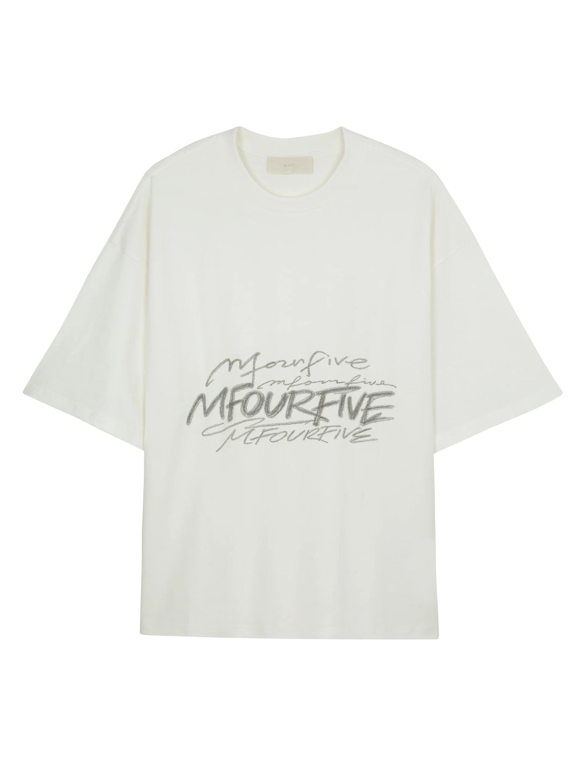MFOURFIVE Multi-Script Graphic T-Shirt - White
