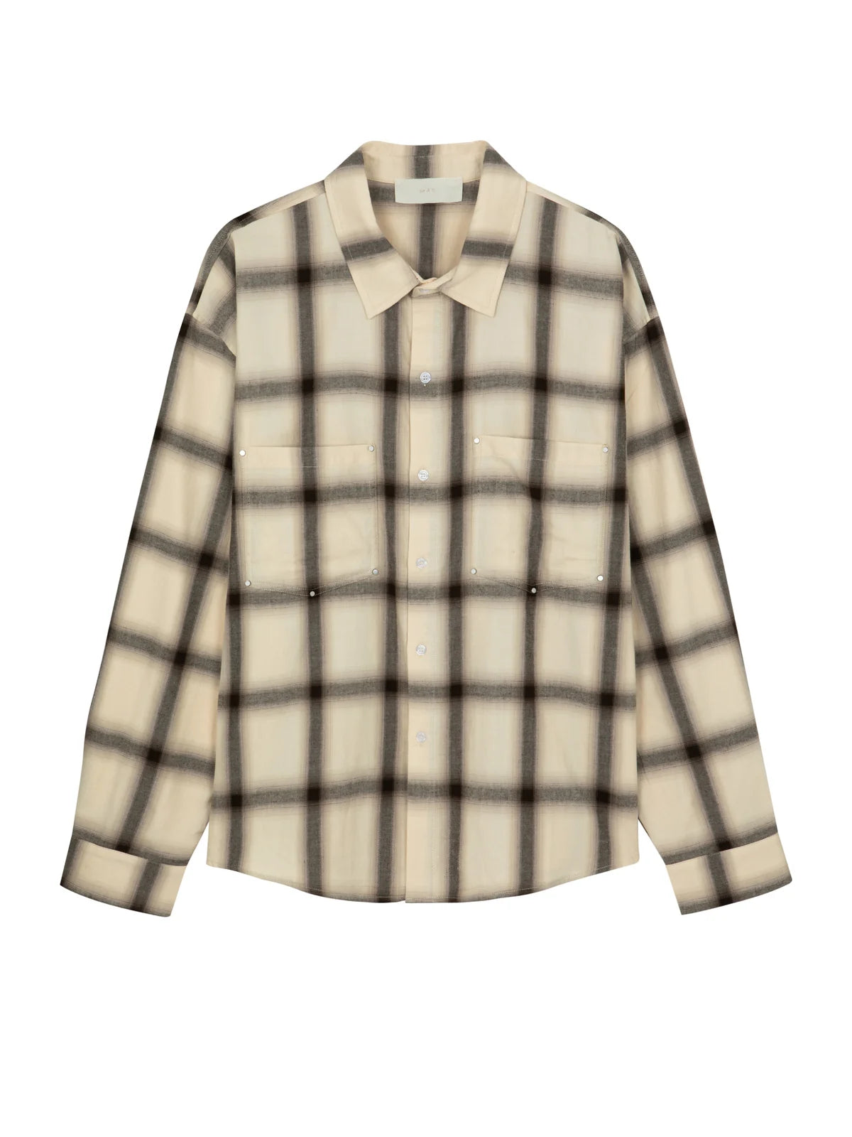 Beige Plaid Long-Sleeve Overshirt