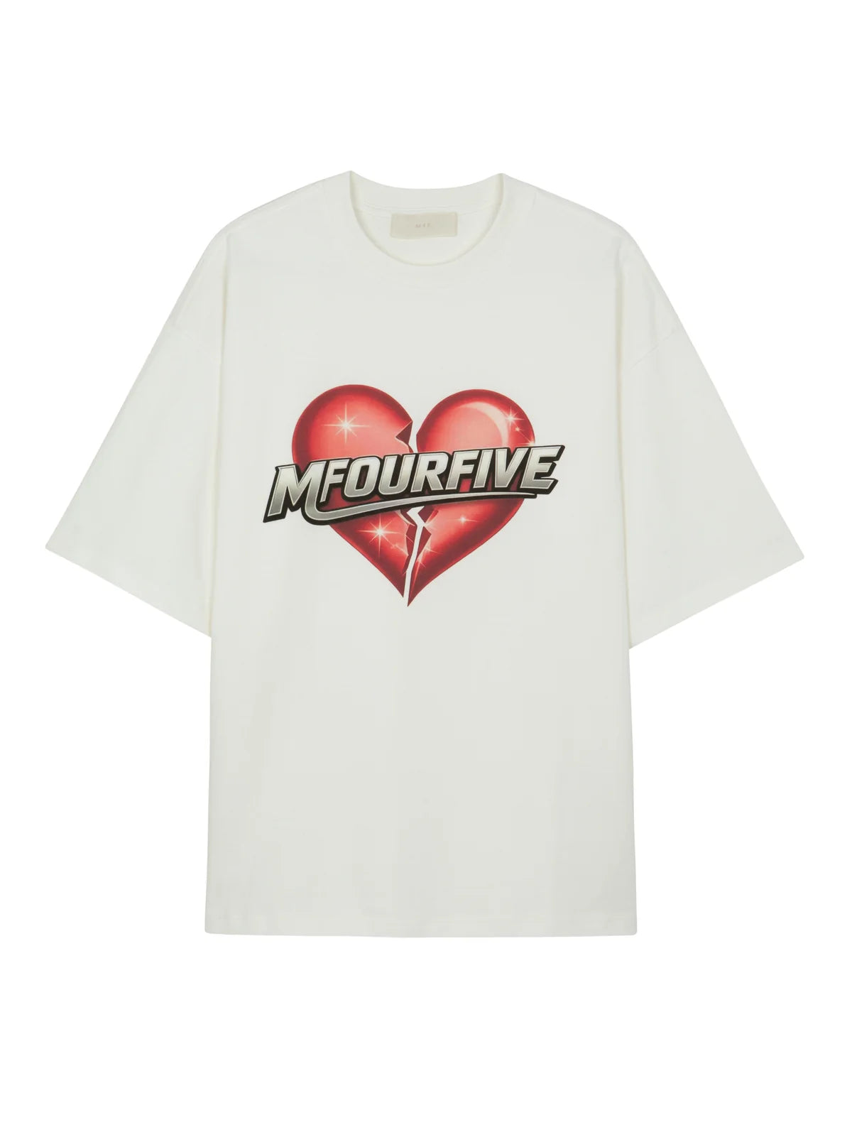 White Broken Heart Graphic Oversized T-Shirt
